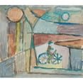 thumbnail image 2 of Sasza Blonder 22x20 Black Ornate Framed Double Matted Museum Art Print Titled: Cyclist Against the Background of the Landscape (1934), 2 of 5