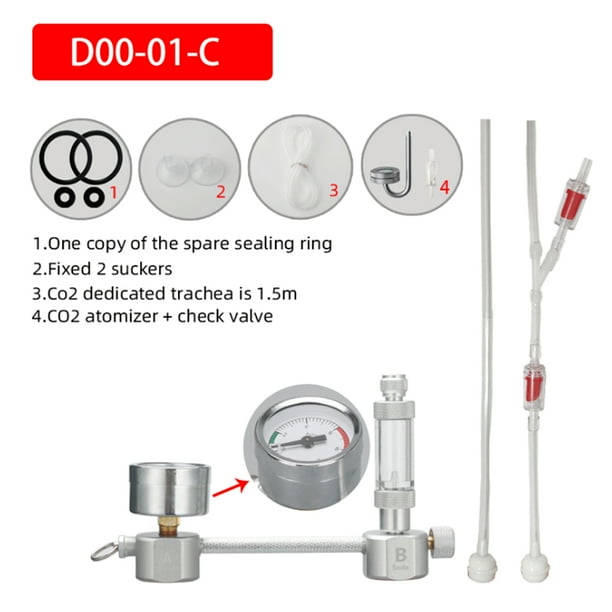 Kit de sistema generador de CO2 para acuario, difusor de contador de burbujas con válvula solenoide