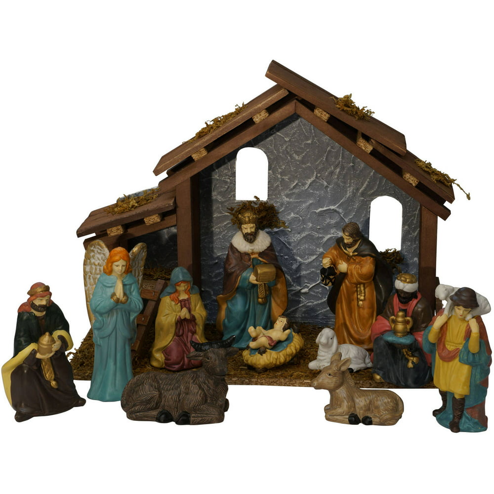 Holiday Time Christmas Decor 13 Pieces Nativity Set  Walmart.com