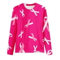 thumbnail image 4 of YUGYXL Women's Pink Ribbon Printed Long Sleeve T-Shirt Breast Cancer Awareness Tees Motivational Crew-Neck Top October Fall Blouse, 4 of 4