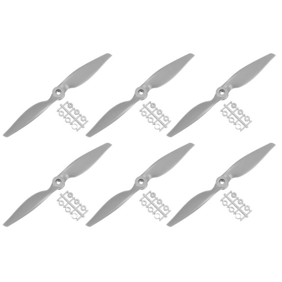 Uxcell 10x5 Inch RC Propellers 2-Vane Blades Props Gray with Adapter Rings RC Airplane Aircraft Prop Replacement 6Pcs
