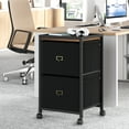 thumbnail image 5 of File Cabinet with 2 Drawer, Mobile Filing Cabinet Rolling Printer Stand Fits A4 or Letter Size, Fabric Vertical File Cabinet with Wheels, Under Desk Storage Cabinet for Home Office, 5 of 5