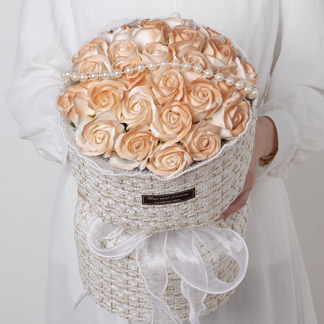 Decoraciones para San Valentín, adornos para San Valentín, regalos para San Valentín, 21 rosas, regalo para San Valentín, tela, jabón pequeño perfumado, ramo de rosas, flor de jabón con luces LED, flo