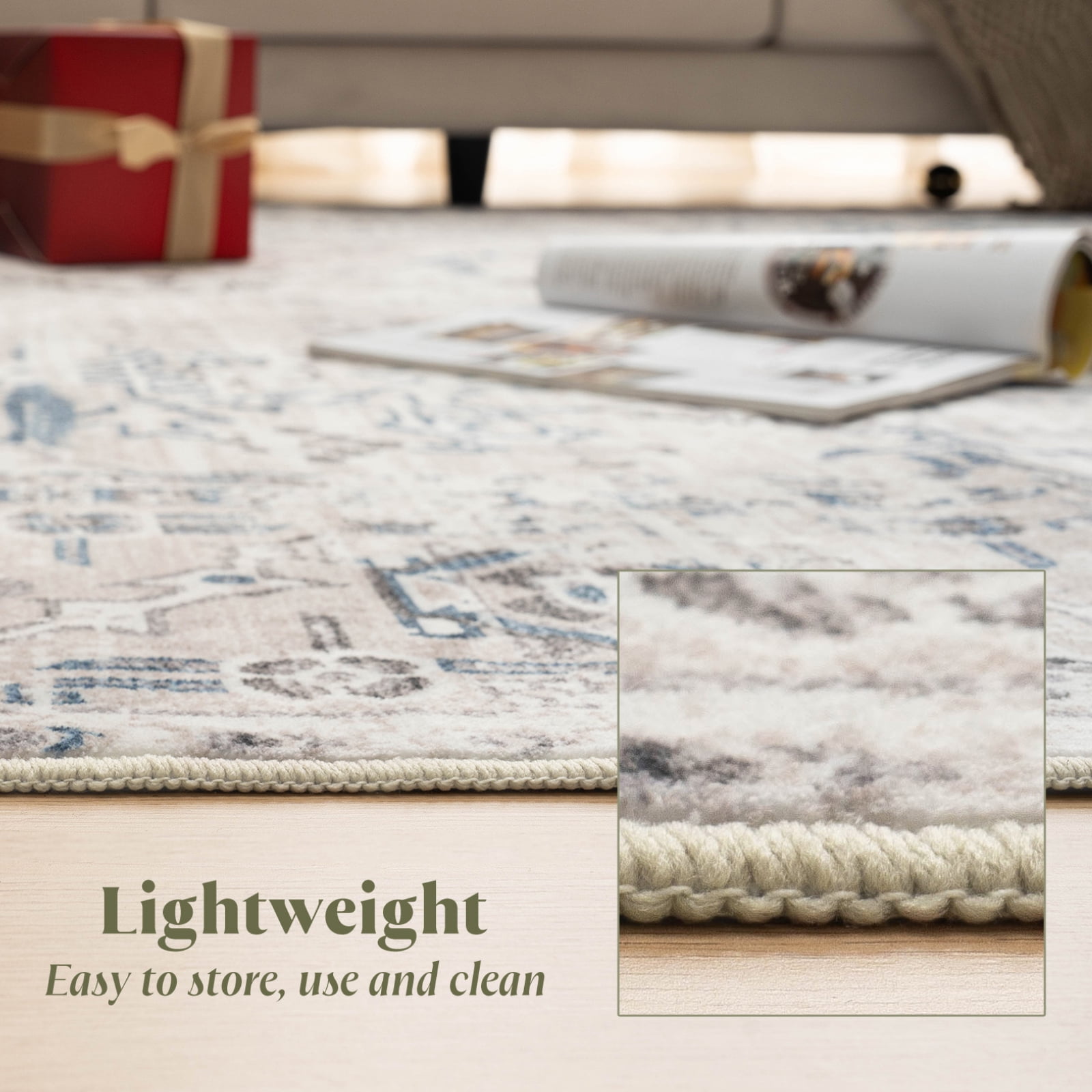Cozylore 8'x10' Area Rugs for Living Room Modern Rug Soft Low Pile Non Slip Carpet Machine Washable Indoor Rug for Bedroom Dining Room, Blue
