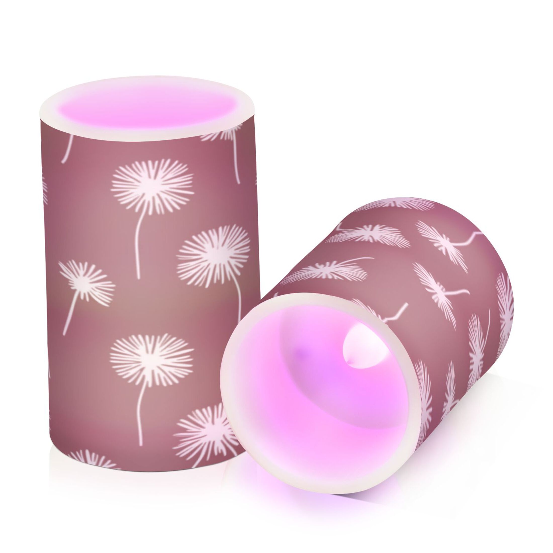 2 PCS Flameless Candles with Remote Timer LED Battery Operated Flickering Candle Light for Wedding Table Home Decoration Gifts Minimalist Dandelion Pattern