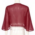 thumbnail image 6 of ZALDITA Womens Shrug Soft Chiffon Open Front Sheer 3/4 Sleeve Cropped Bolero Cardigan Burgundy XL, 6 of 7