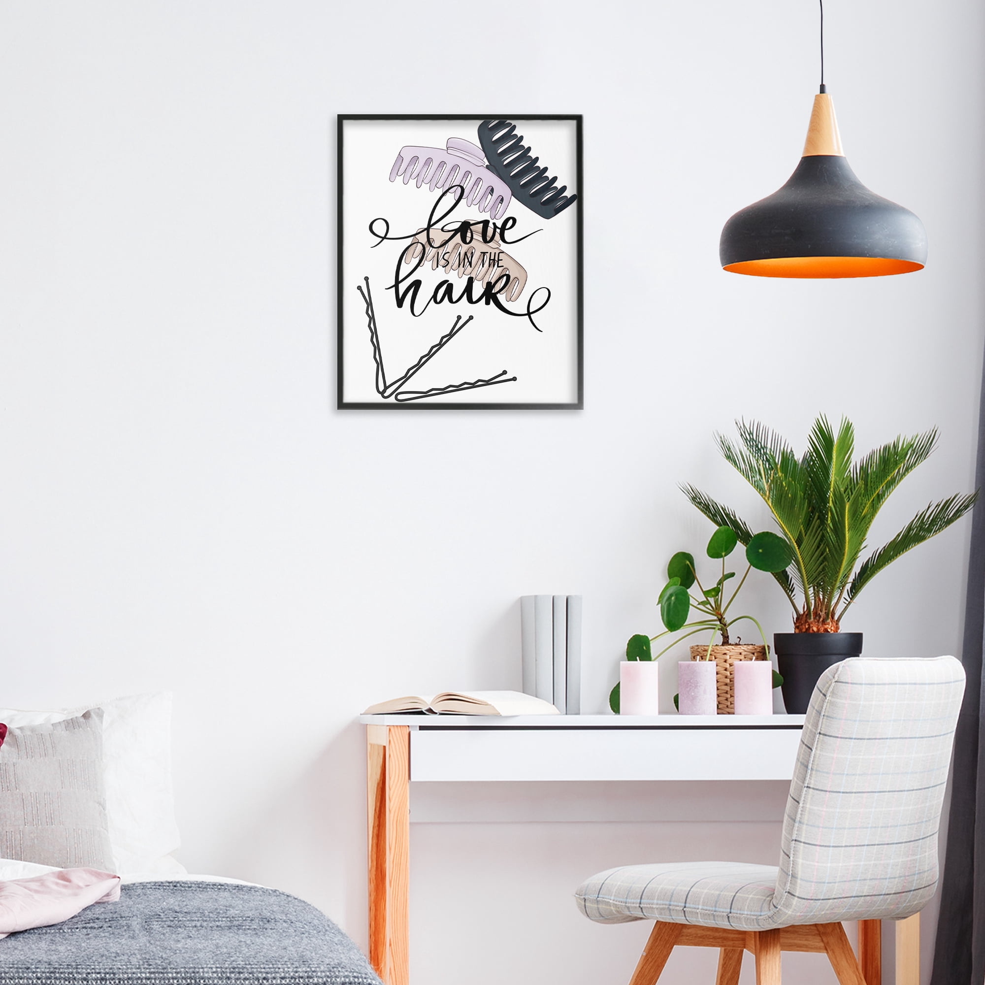 Stupell Industries Love Is In The Hair Black Framed Giclee Art, design by Jesse Keith