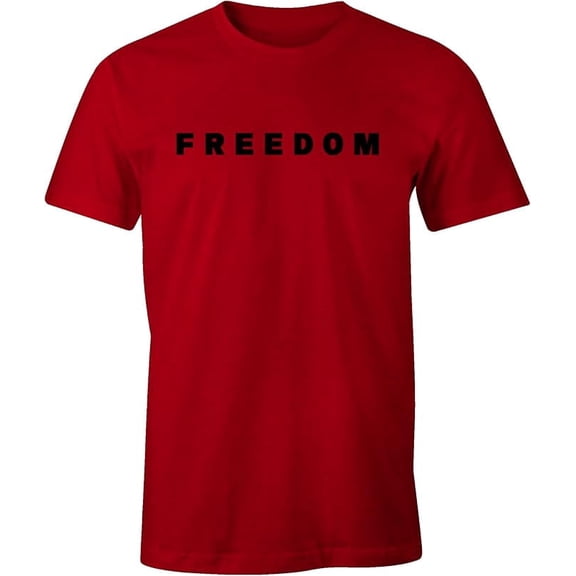 Freedom Patritotic T-Shirt, Short Sleeve Unisex Cotton Short Sleeve Tee (Large, Red)