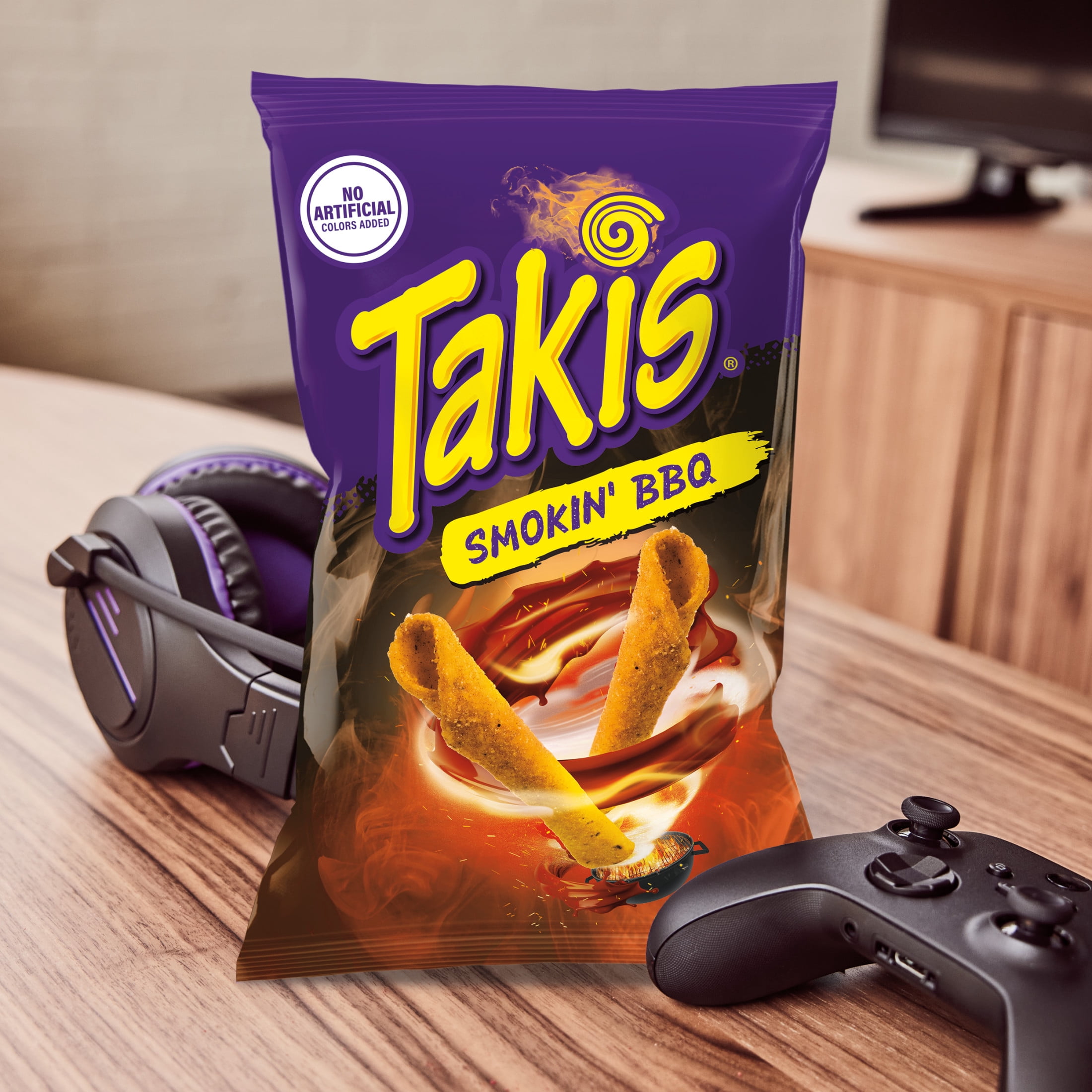 Takis Smokin' BBQ 9.9 oz Sharing Size Bag, Barbecue Baby Back Ribs Rolled Tortilla Chips