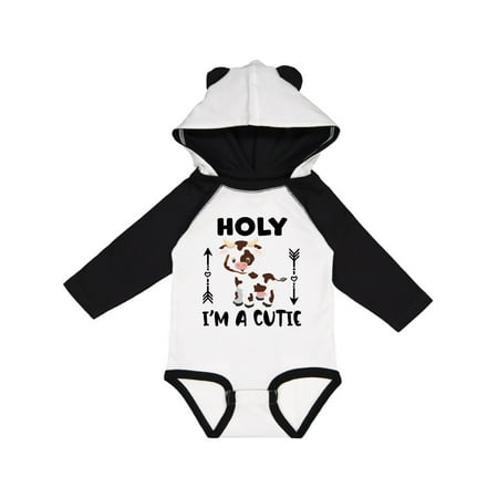 

Inktastic I m a Cutie White and Brown Holstein Cow with Arrows Gift Baby Boy or Baby Girl Long Sleeve Bodysuit