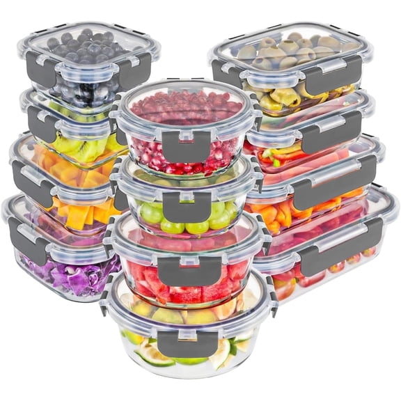 Magic Mill 24-Piece Glass Storage Containers, Airtight Food Containers & Food Storage Set, Durable Glass Storage Containers for Kitchen