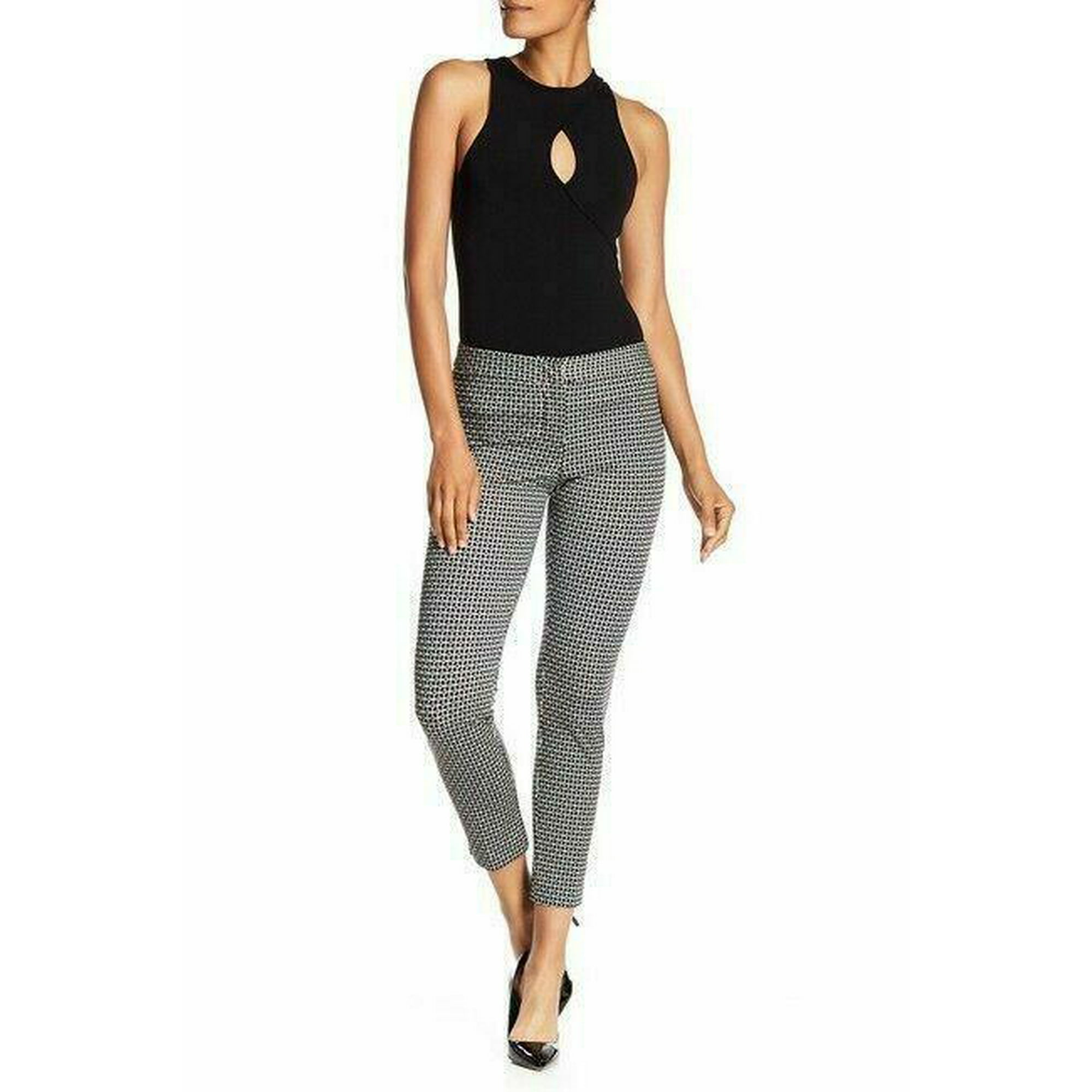Amanda Chelsea Women s Slim Leg Stretch Pants In Black White Geo Print Size 8 Walmart