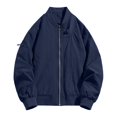 thumbnail image 4 of Cmfcve Men's Fall Solid Jacket Long Sleeve Zip up Bomber Jacket Loose Fit Casual No Hood Outerwear Jackets, 4 of 8