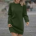 thumbnail image 2 of Party Dresses For Women Sevevn Women's Fall And Winter Solid Color Long Sleeved Round Neck Velvet Casual Dress, 2 of 8