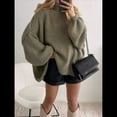 thumbnail image 4 of Suéteres de Cuello Alto de Gran Tamaño para Mujer, Jerseys de Punto Grueso de Larga, Ropa de Moda de Invierno, Otoño Verde M, 4 of 9