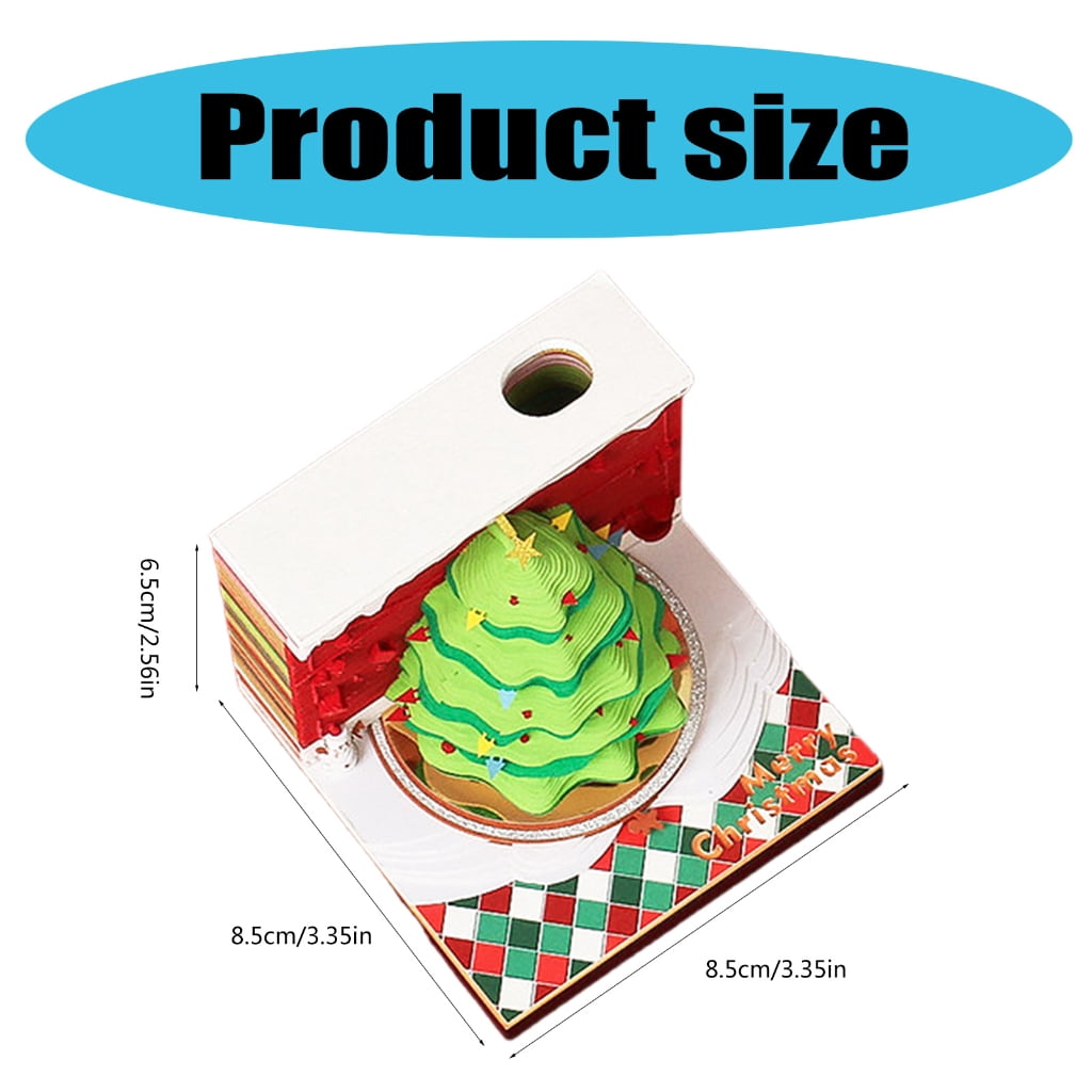 JZROCKER 3D Paper Sculpture Note Pad with Pen Holder for Christmas Decoration