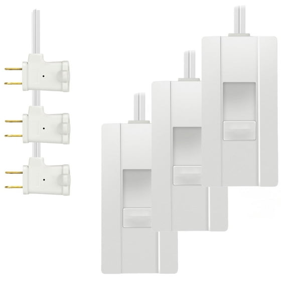 TOPGREENER Table-Top Plug in Dimmer for Table or Floor Lamps, Slide Control, Works with 360 Watt Incandescent and 150 Watt Dimmable CFL/LED, 6ft Cord, TGTTDL300-W, 3 Pack, White