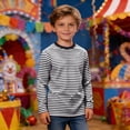 thumbnail image 2 of Gunia Boys T Shirts Girls Striped Long Sleeve Crewneck T Shirt Casual Kids Top Soft Tee Comfortable 3-14 Years, 2 of 6
