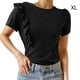 thumbnail image 2 of Qarigey Camiseta de mujer con volantes de Color sólido Casual suelta Linda blusa para niñas fiesta escolar verano Top elegante ropa de moda Prendas para la parte del cuerpo Negro SG Qarigey AP010896-04, 2 of 5
