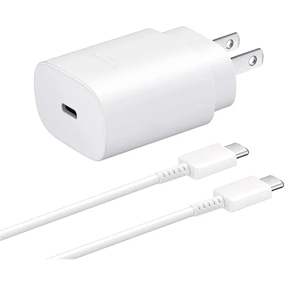 Original Samsung Galaxy A53 5G Super Fast Charger USB Type C Kit, PD 25W Type C Wall Charger and USB C to USB C Fast Charging Cable - Cable is 6 Feet LONG - White