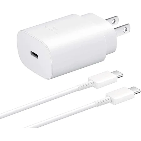 Original Samsung Galaxy S22 Super Fast Charger USB Type C Kit, PD 25W Type C Wall Charger and USB C to USB C Fast Charging Cable - Cable is 6 Feet LONG - White