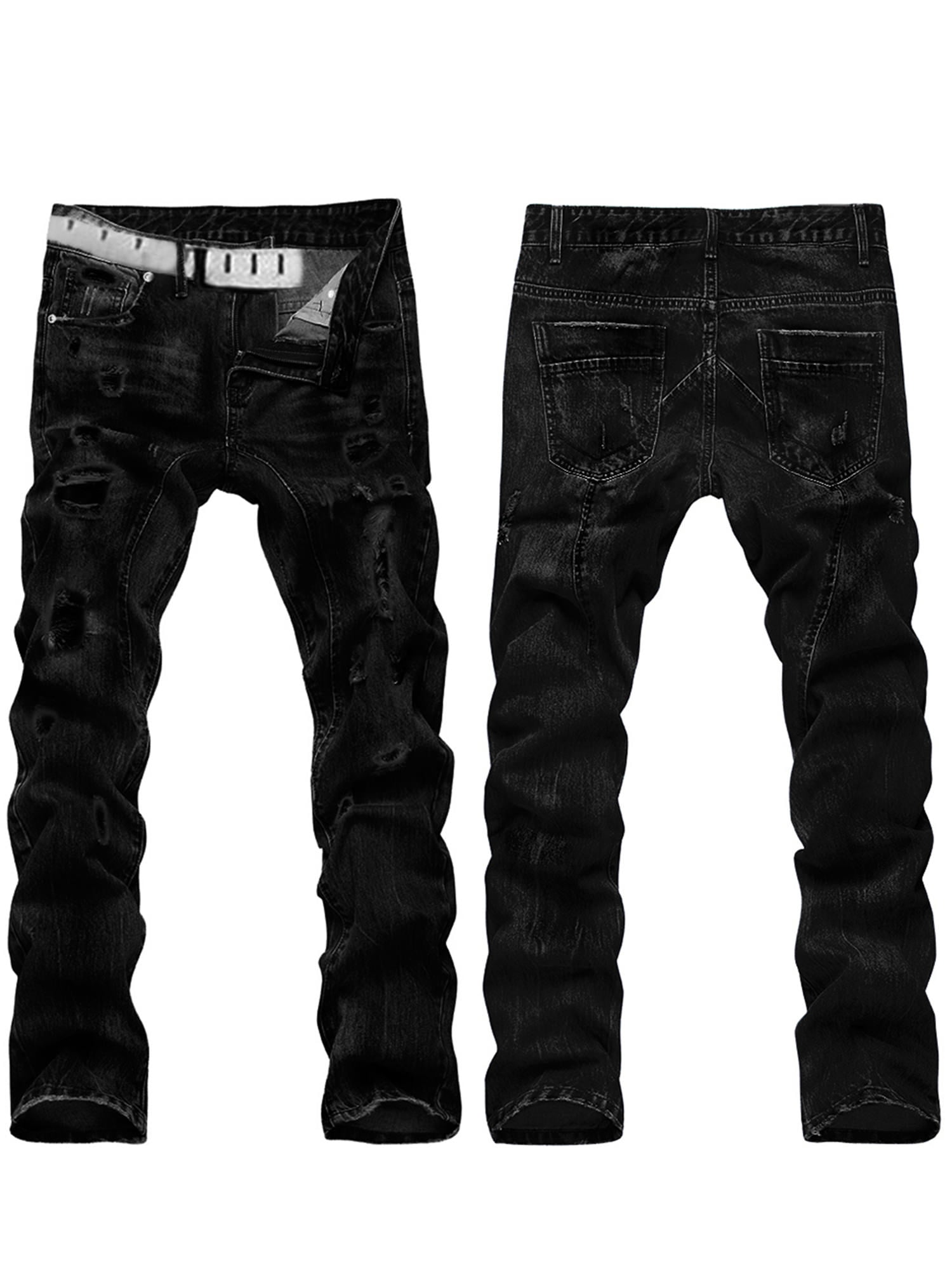 mens ripped slim straight jeans