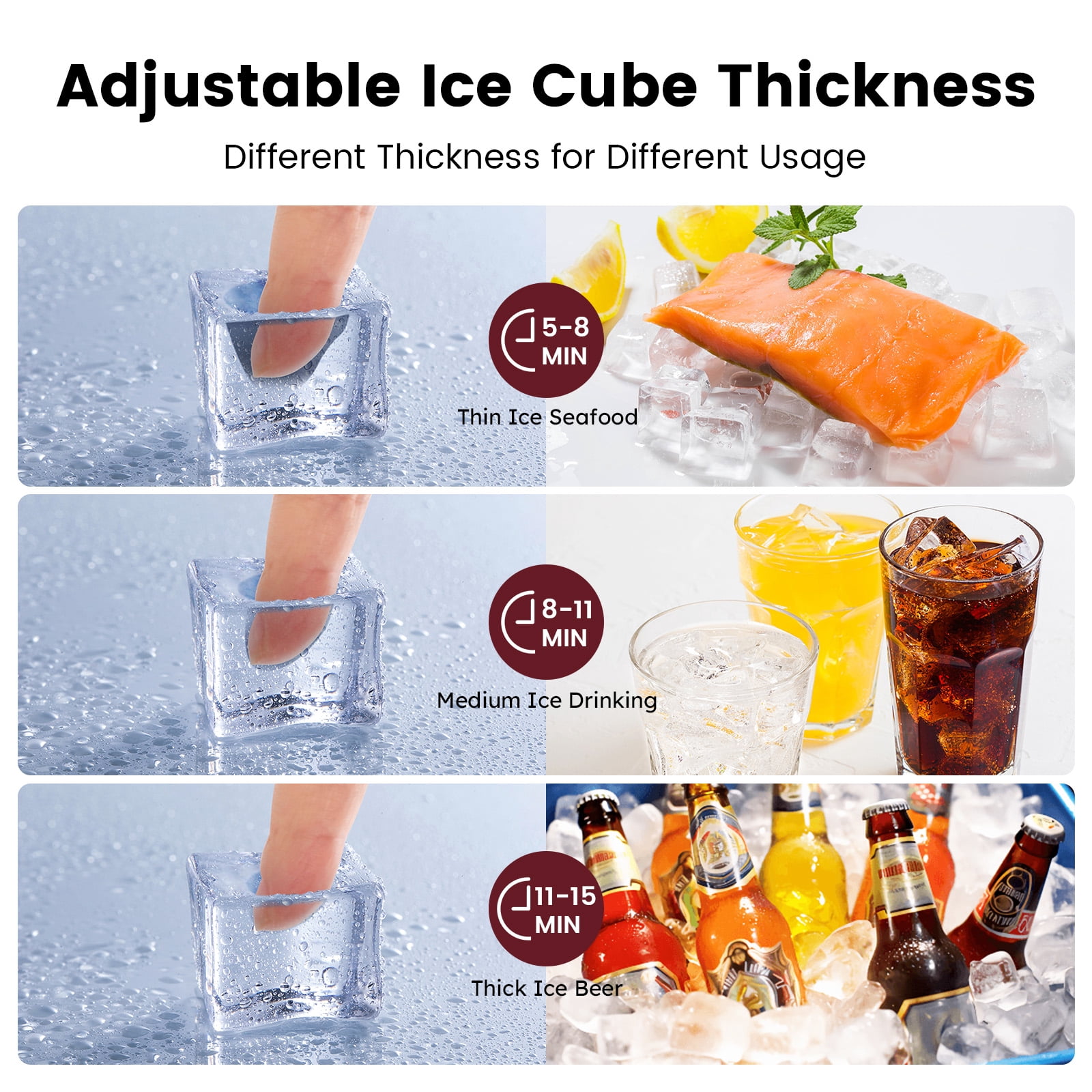Ecojoy Commercial Ice Maker, 450LBS/24H Ice Machine with 120 LBS Storage, Ice Ready in 8-15 min, Under Counter Ice Machine