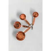 Creative Co-Op Set of 4 Metal Leather with Copper Finish Measuring Cups, 4