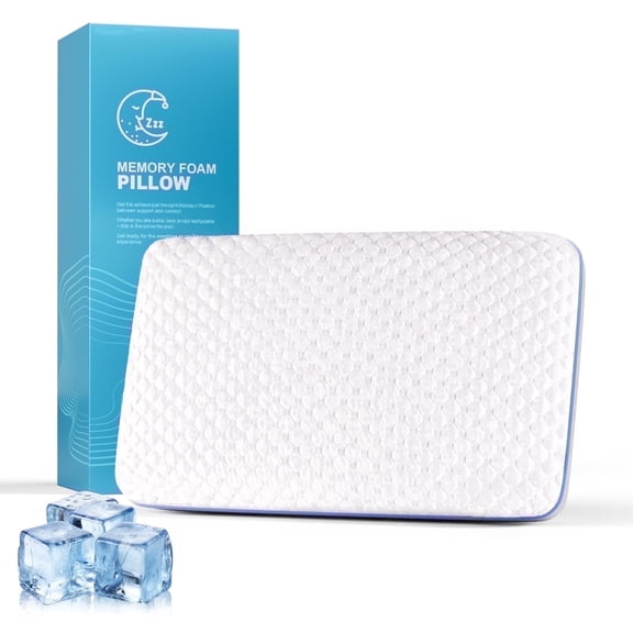 COOKEY Cooling Gel Memory Foam Pillow,Extra Firm Support Bed Pillow with Washable Cover, for Side and Back Sleepers,Standard Size 16" x 24"