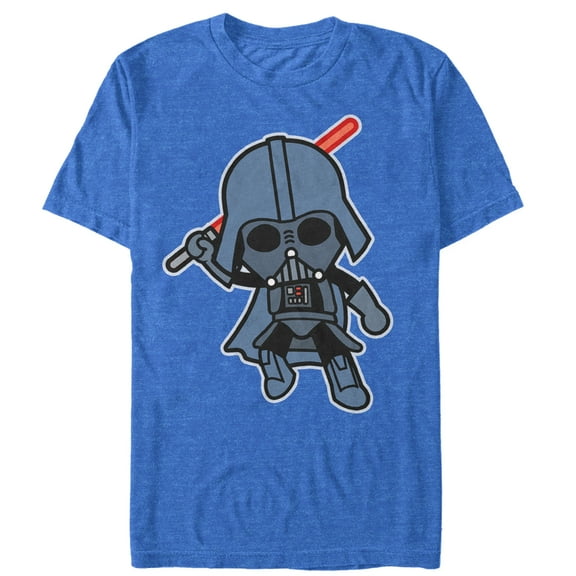 Men's Star Wars Darth Vader Cartoon Attack  Graphic Tee Royal Blue Heather Medium