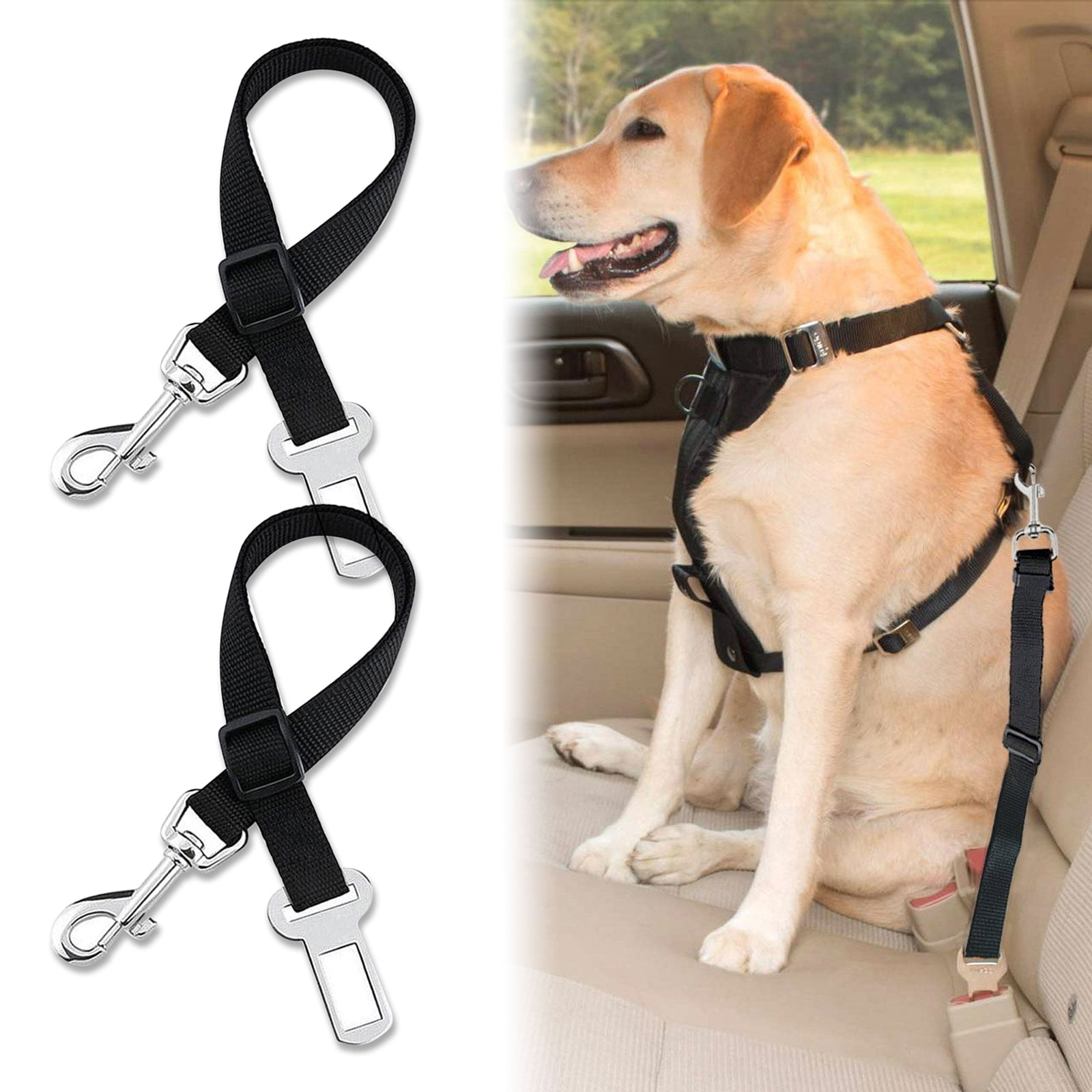 Dog Leash Rope Adjustable with Metal Buckle for Harness Lead Durable Nylon Black 