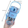 thumbnail image 2 of Linda botella de agua con pajita, botella para beber al aire libre con correa ajustable para el hombro, soporte para teléfono para la escuela, niños, niñas, camping, deportes, viajes, 2 of 10