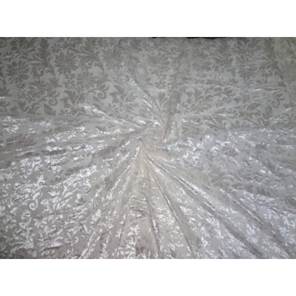 Ivory/Cream Devore Polyester Viscose Burnout Velvet fabric ~ 44quot; wide