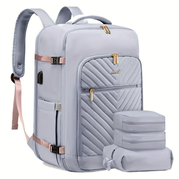 Large Travel Backpack For Women, Carry On Backpack Flight Approved, Personal Item Backpack Travel Bag With 3 Packing Cubes, Back Pack TSA Fit 17inch Laptop Luggage