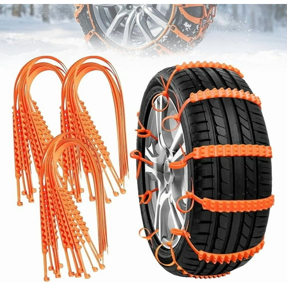 2026 New Anti-Skid Chains, Universal Anti-Skid Snow Tire Chains, Emergency Traction Cables for Cars SUVs Trucks, Reusable Winter Safety Chains for Snow Ice Mud (10PCS)