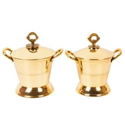 Trifri Indian Traditional Tableware Utensil Authentic Dinnerware Serving Balti Set Of 2 Brass Serving Dishes 400ml, 500ml
