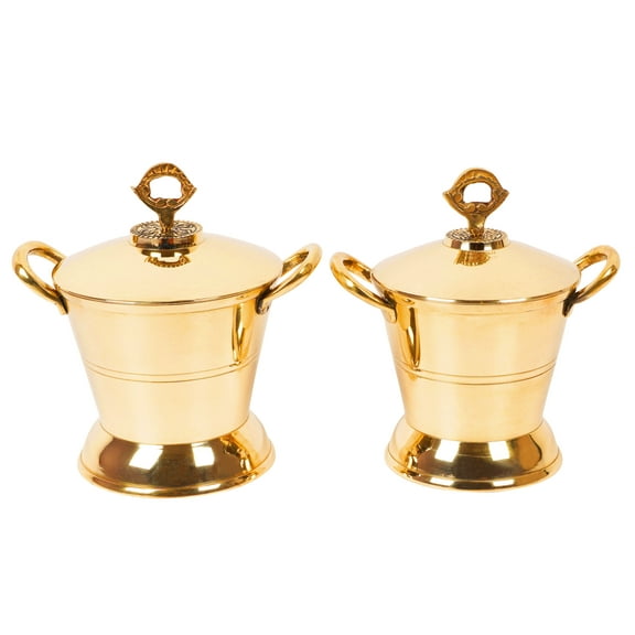 Trifri Indian Traditional Tableware Utensil Authentic Dinnerware Serving Balti Set Of 2 Brass Serving Dishes 400ml, 500ml