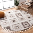 thumbnail image 2 of SAFAVIEH Moroccan Tassel Elsie Abstract Shag Area Rug, Ivory/Brown, 4' x 4' Round, 2 of 7
