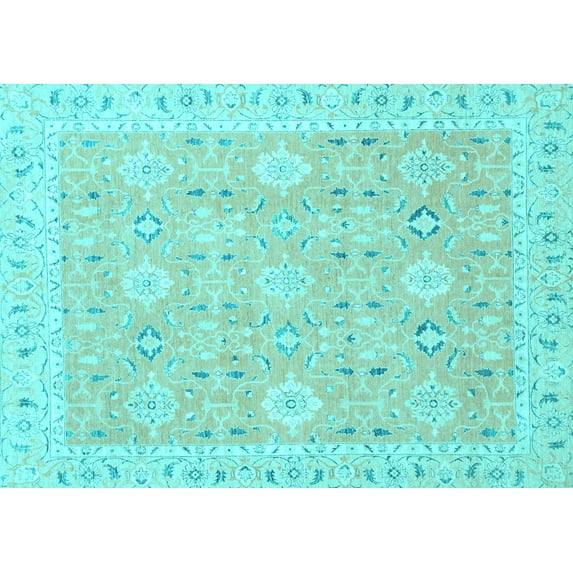 Ahgly Company Indoor Rectangle Abstract Light Blue Modern Area Rugs, 7' x 10'