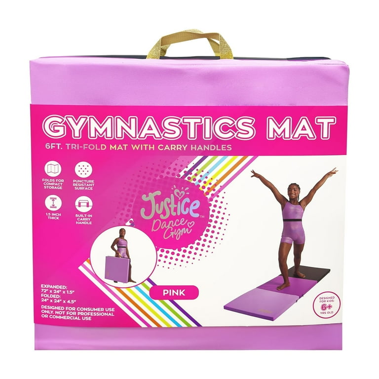 Justice 6' Three Folding Gymnastics Mat with Carry Handles, Multi