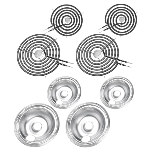 COZZIVITA Stove Burner Element Unit Set and GE Drip Pans, Perfectly Fit WB30M1 & WB30M2 -Replacement for GE Hotpoint Stove Top