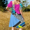 thumbnail image 4 of 80s Geometric Design Pattern Sleeveless for girls Wom's dress, 4 of 6