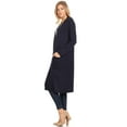 thumbnail image 3 of MOA COLLECTION Women's Solid Casual Loose Fit Long Sleeve Pocket Open Front Duster Cardigan, 3 of 5