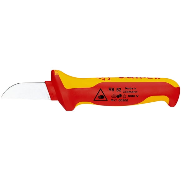 KNIPEX 98 52 Cuchillo recto para cable mango aislante en dos componentes, según norma VDE 190 mm
