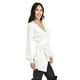 thumbnail image 2 of Blusa de punto diseño cruzado Roman Fashion /Juvenil, 6688 (Blanco) blanco G, 2 of 5