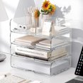 thumbnail image 1 of Clear Stackable Paper Trays PET Letter Tray Desk Organizer Desktop Organizers and Storage for Books Magazines Folders A Size File Paper Office Supplies, 1 of 7
