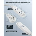 thumbnail image 7 of 20FT 360° Rotating Flat Plug Extension Cord Flat Wall Plug with 3 Outlets, Braided Flat White Extension Cord for Indoor Use, Small Space, 16/3C SPT, ETL Listed, 7 of 7