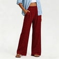 thumbnail image 5 of Women's Casual Plaid Pants With Elastic Waist And Pockets For A Loose Straight Leg Fit, 5 of 7
