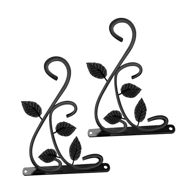 Ximing 2x Antique Wall Planters, Planter Hangers Hooks, Iron Hanging Basket Brackets, Wall Hooks For Plant, Indoor Outside, Wind Chimes, Planters Blac