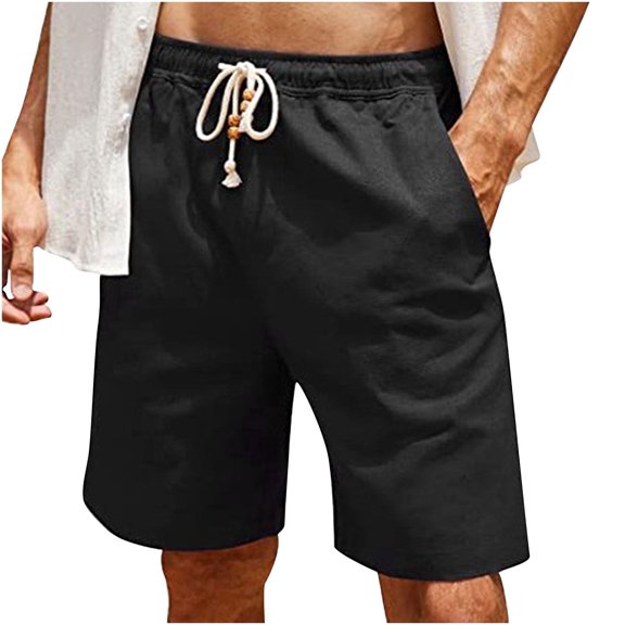 Mens Shorts Casual Men Solid Pocket Shorts Casual Wear Work Out Elastic Waist Shorts Sports Athletic Half Shorts ,Black,4XL